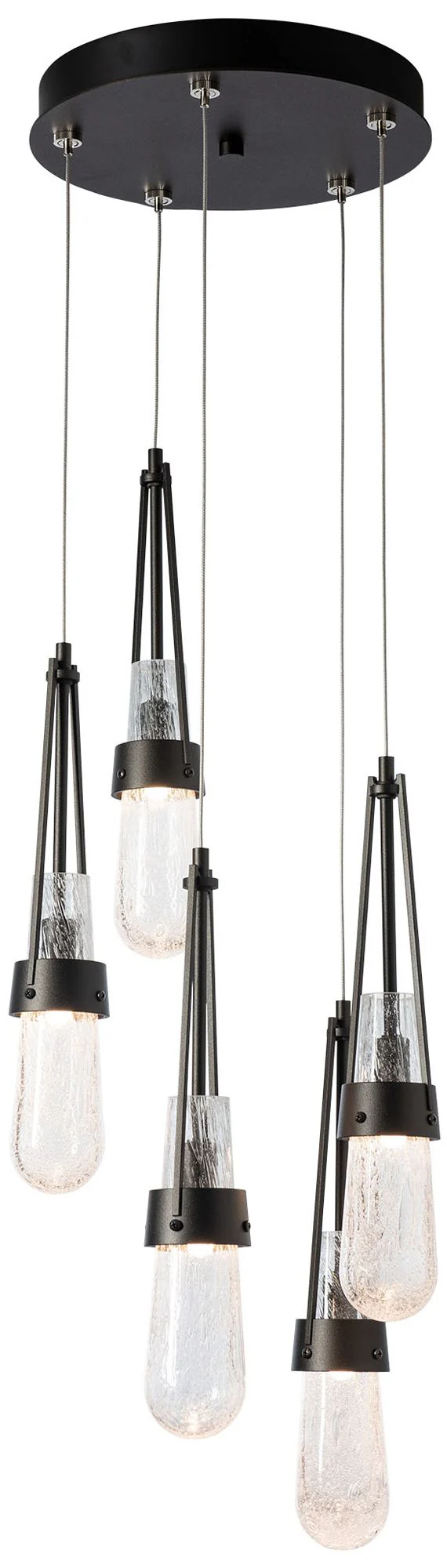 Link 13" Wide 5-Light Oil Rubbed Bronze Pendant With Bubble Glass - Image 1