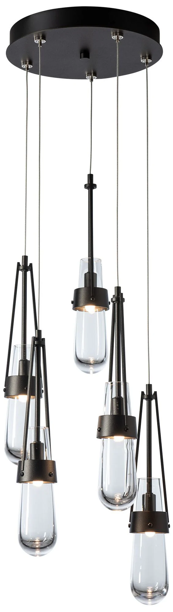 Link 13" Wide 5-Light Oil Rubbed Bronze Pendant With Clear Glass - Image 1
