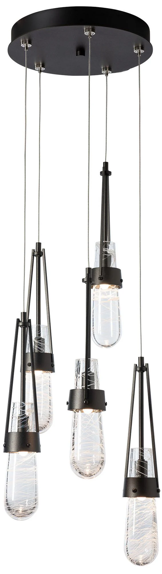 Link 13" Wide 5-Light Oil Rubbed Bronze Pendant With White and Clear G - Image 1