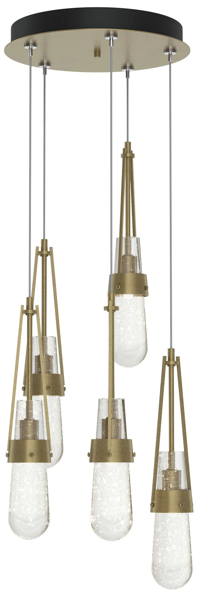 Link 13" Wide 5-Light Soft Gold Long Pendant With Clear Bubble Glass S - Image 1