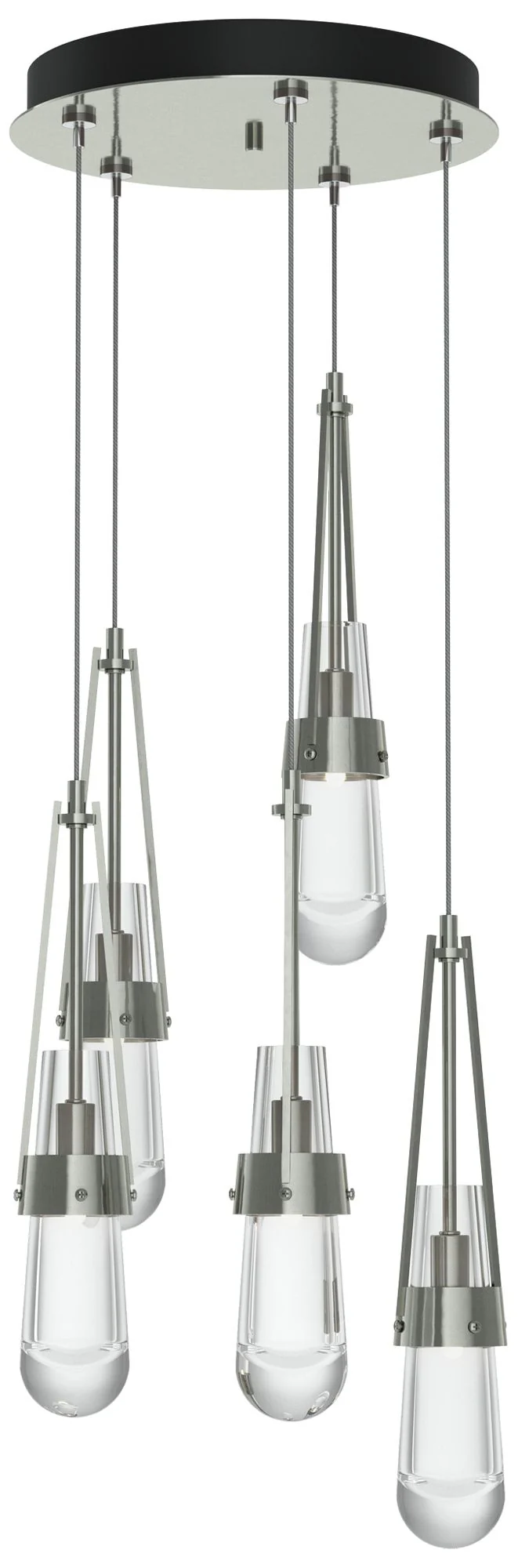 Link 13" Wide 5-Light Sterling Standard Pendant With Clear Glass Shade - Image 1