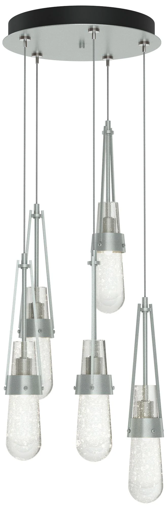 Link 13" Wide 5-Light Vintage Platinum Standard Pendant w/ Bubble Shad - Image 1