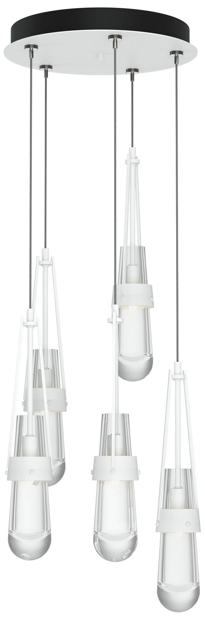 Link 13" Wide 5-Light White Long Pendant With Clear Glass Shade - Image 1