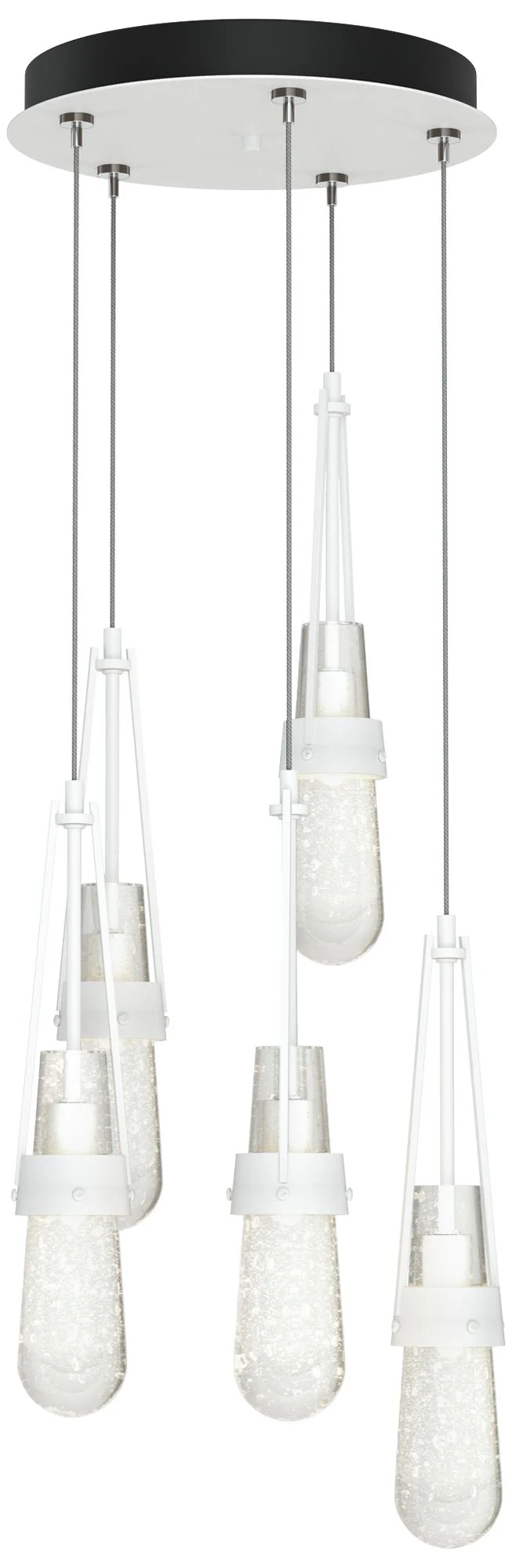 Link 13" Wide 5-Light White Standard Pendant With Bubble Glass Shade - Image 1