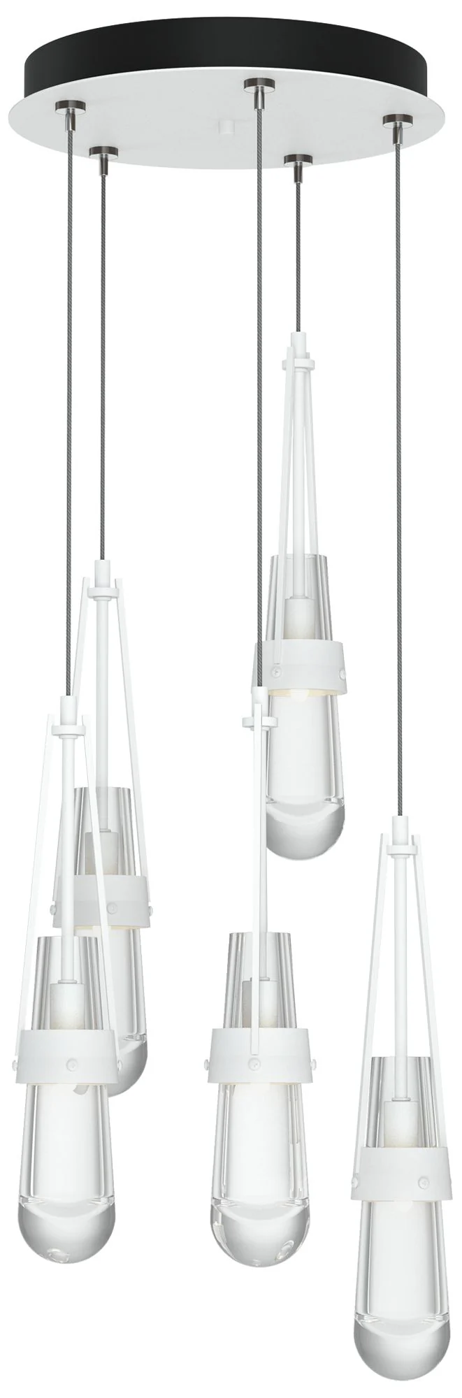 Link 13" Wide 5-Light White Standard Pendant With Clear Glass Shade - Image 1