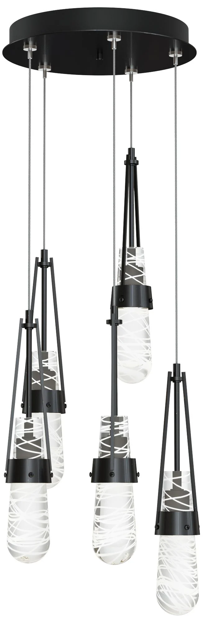 Link 13"W 5-Light Ink Standard Pendant w/ Clear White Threaded Shade - Image 1