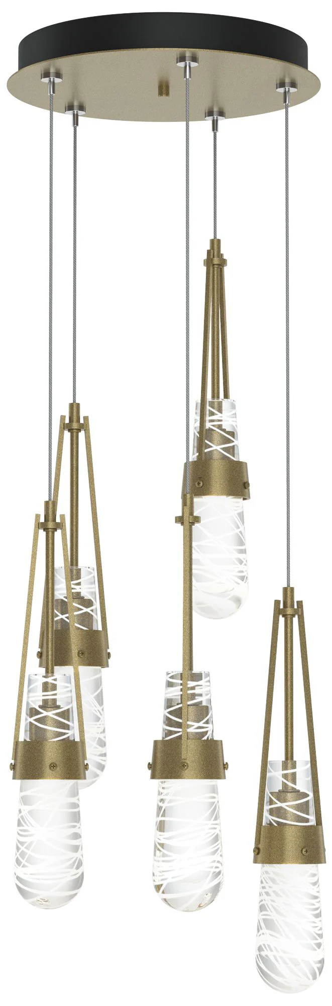 Link 13"W 5-Light Soft Gold Standard Pendant w/ Clear White Threaded S - Image 1