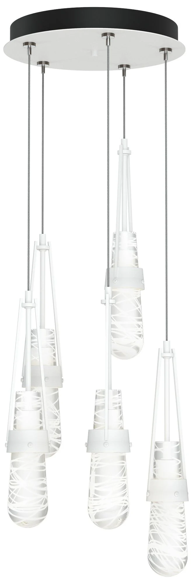 Link 13"W 5-Light White Standard Pendant w/ Clear White Threaded Shade - Image 1