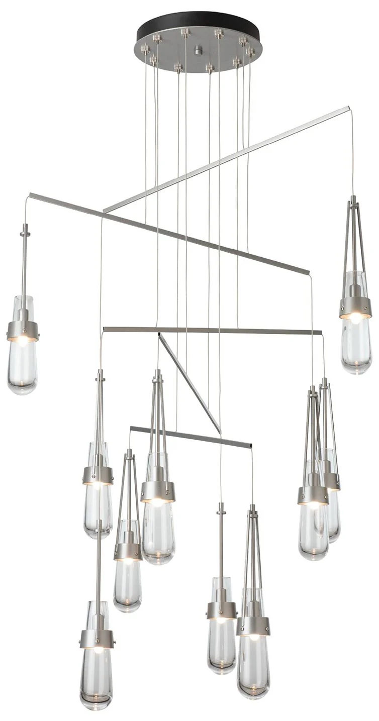 Link 35"W 10-Light Vintage Platinum Mobile Pendant With Clear Glass Sh - Image 1