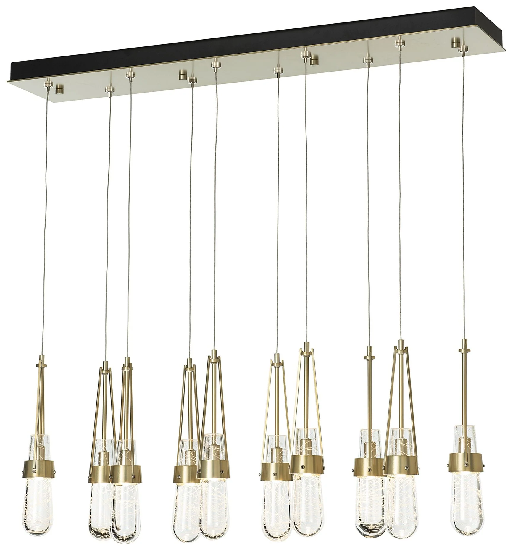 Link 44.5" Rectangular Brass Long Pendant with Clear Glass & White - Image 1