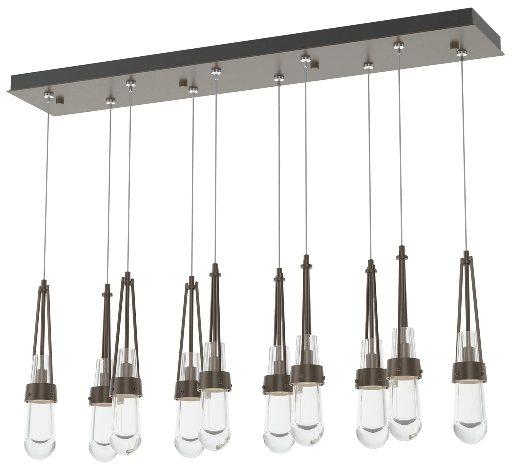 Link 44.5" Rectangular Bronze Long Pendant with Clear Glass - Image 1