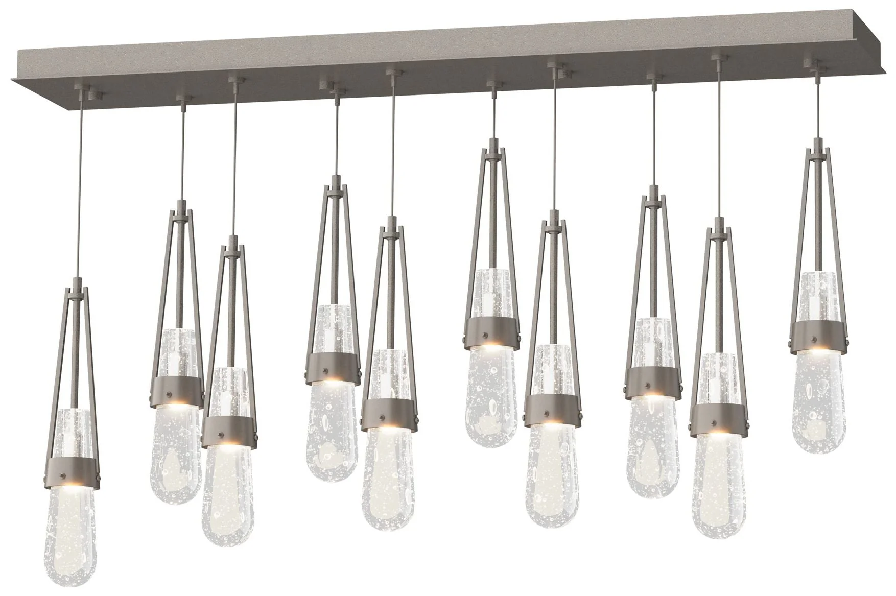 Link 44.5" Rectangular Dark Smoke Long Pendant with Clear Bubble Glass - Image 1