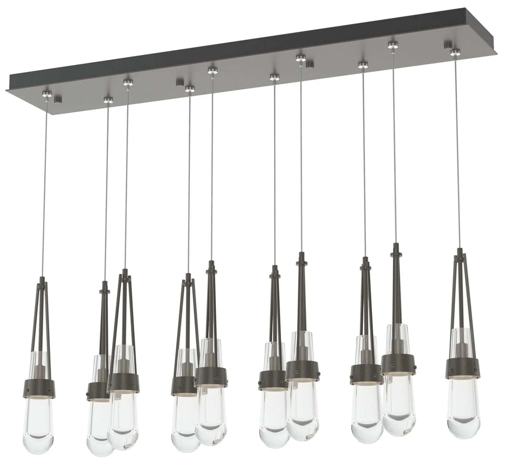 Link 44.5" Rectangular Dark Smoke Long Pendant with Clear Glass - Image 1