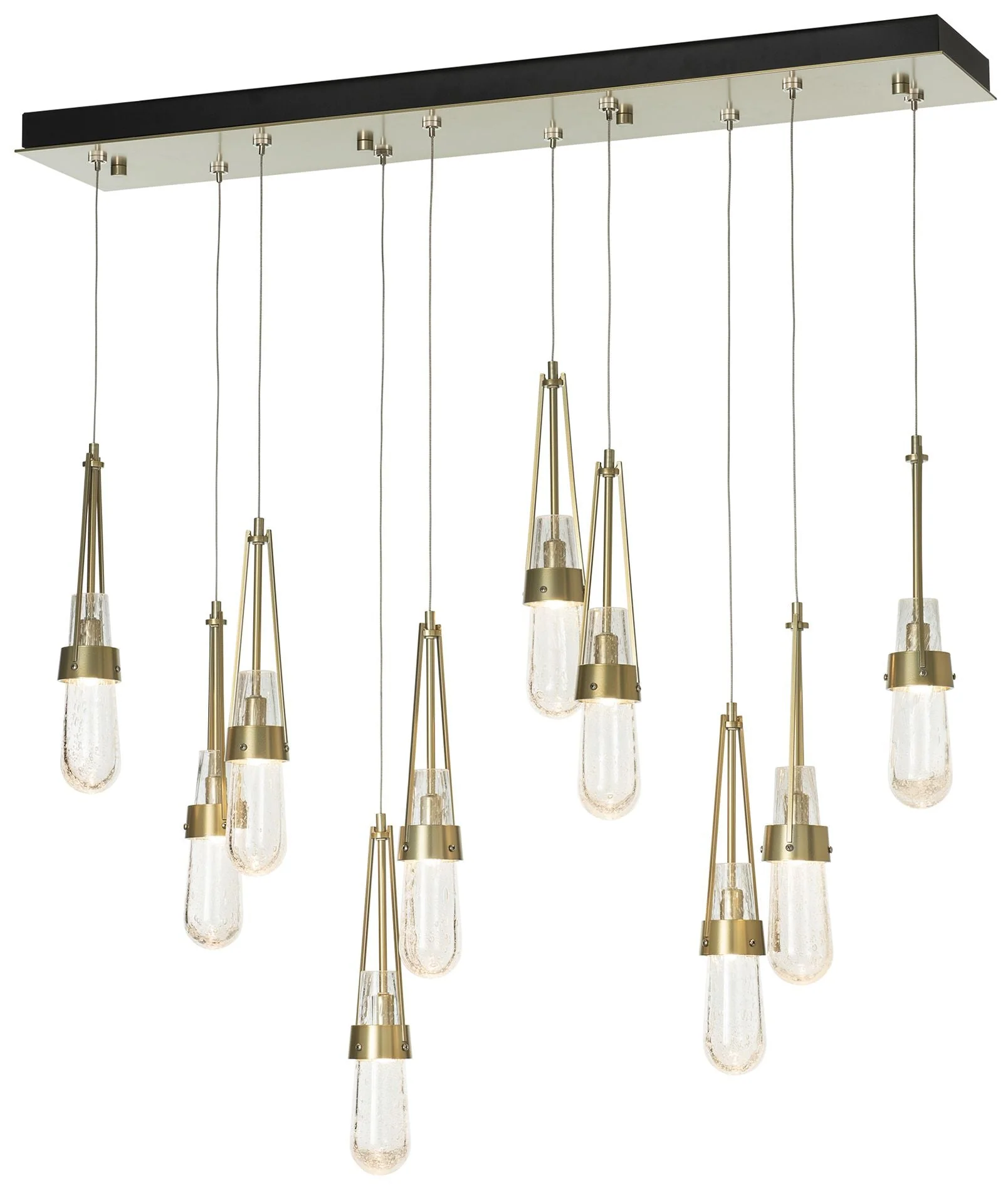 Link 44.5" Rectangular Modern Brass Long Pendant with Clear Bubble Gla - Image 1