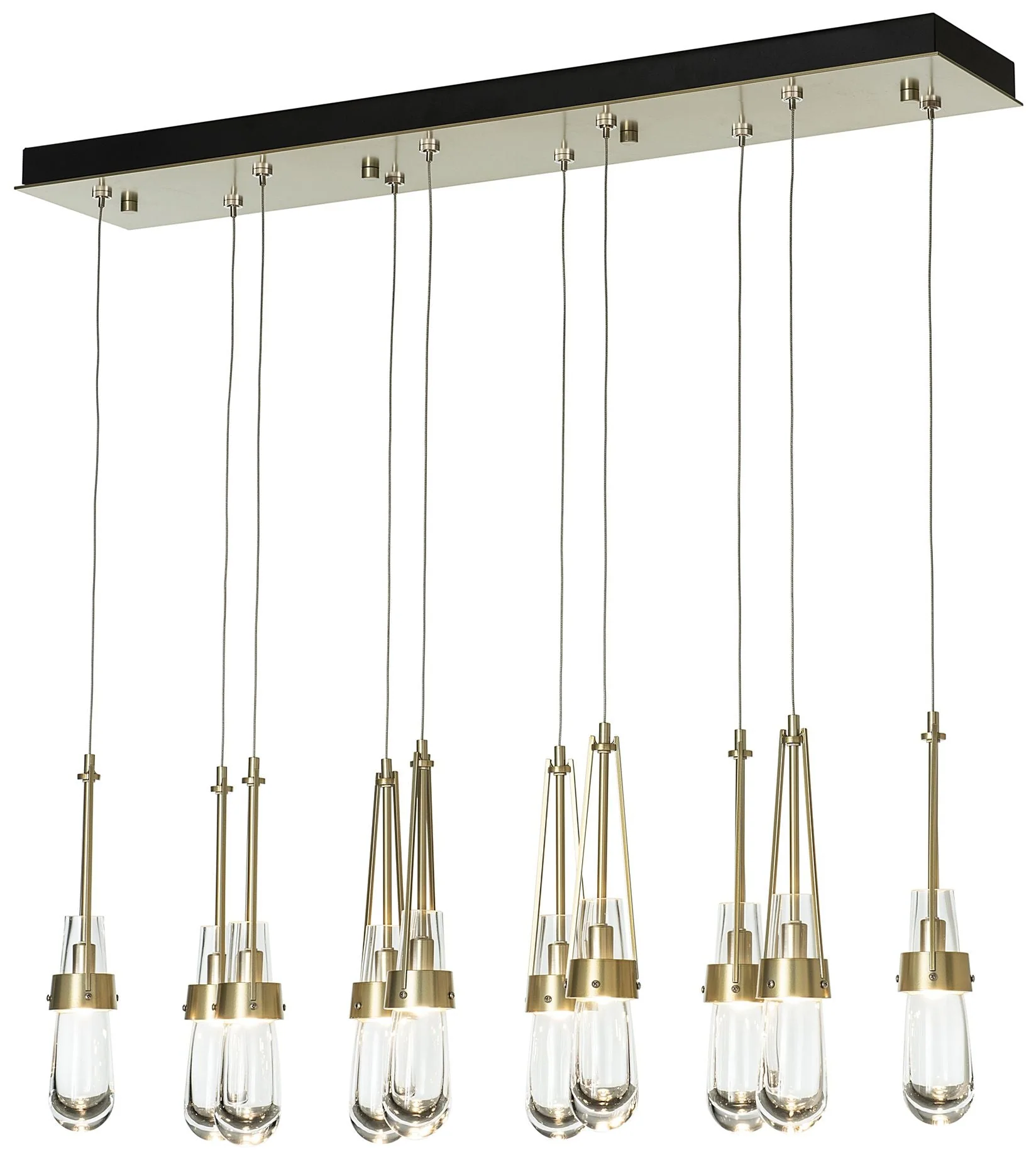 Link 44.5" Rectangular Modern Brass Long Pendant with Clear Glass - Image 1