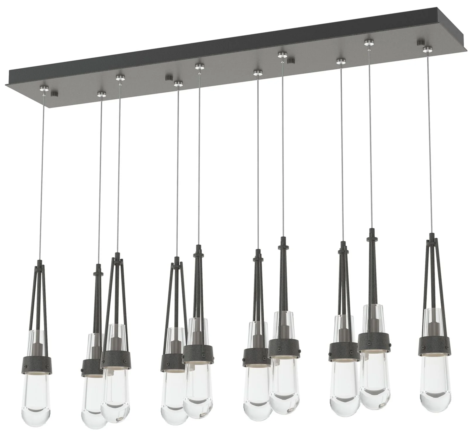 Link 44.5" Rectangular Natural Iron Long Pendant with Clear Glass - Image 1