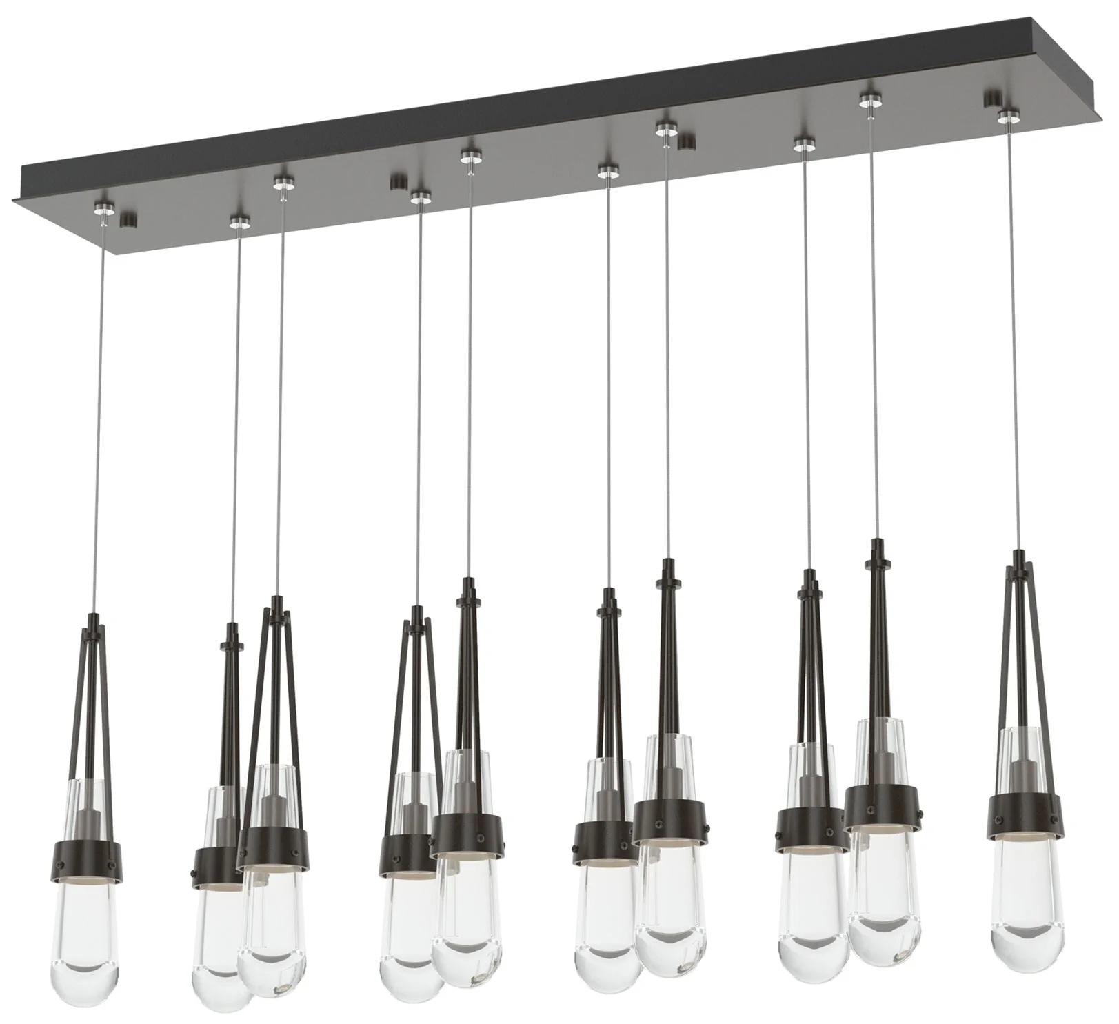 Link 44.5" Rectangular Oil Rubbed Bronze Long Pendant with Clear Glass - Image 1