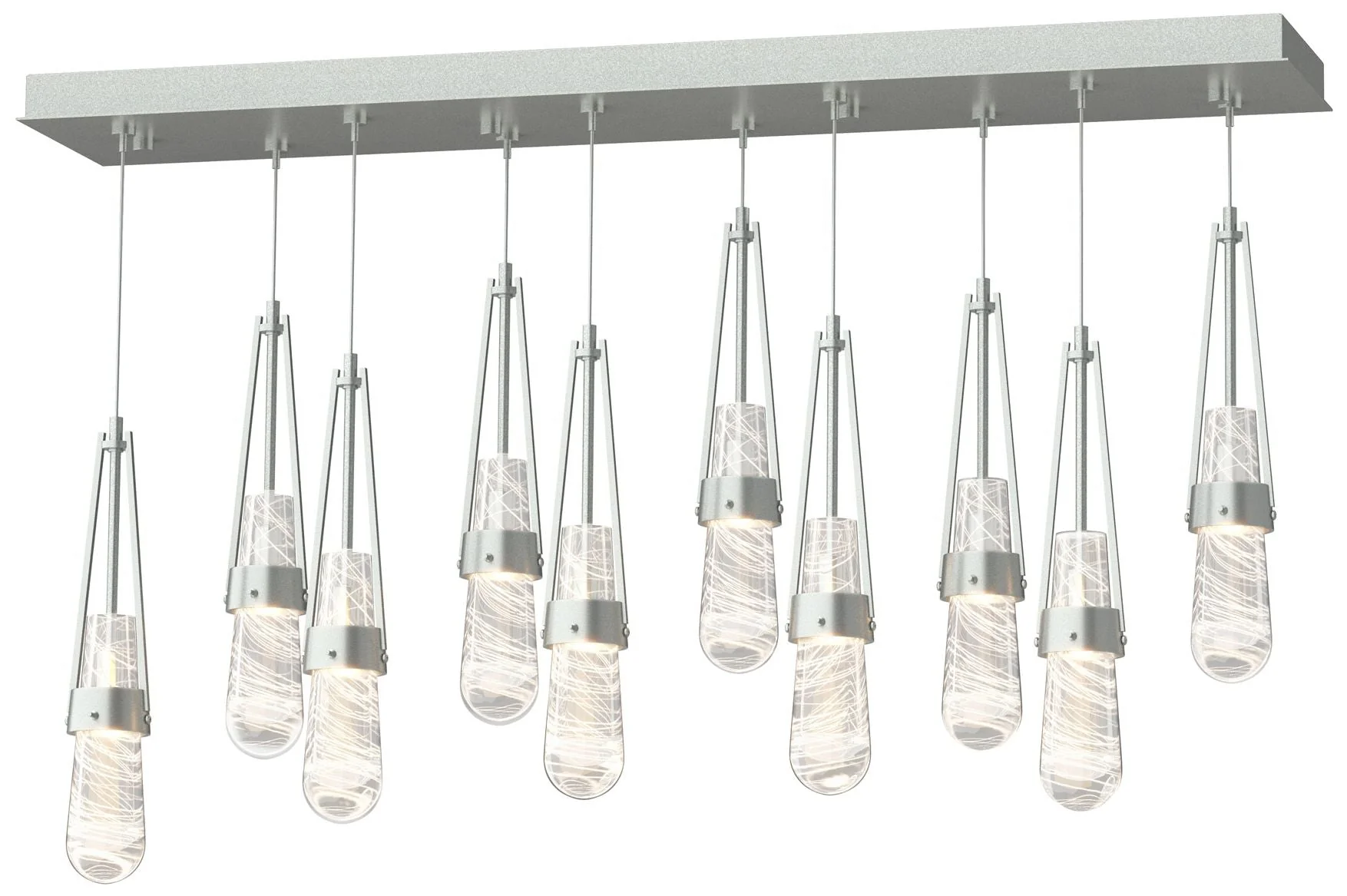 Link 44.5" Rectangular Platinum Long Pendant w/ Clear Glass & Whit - Image 1