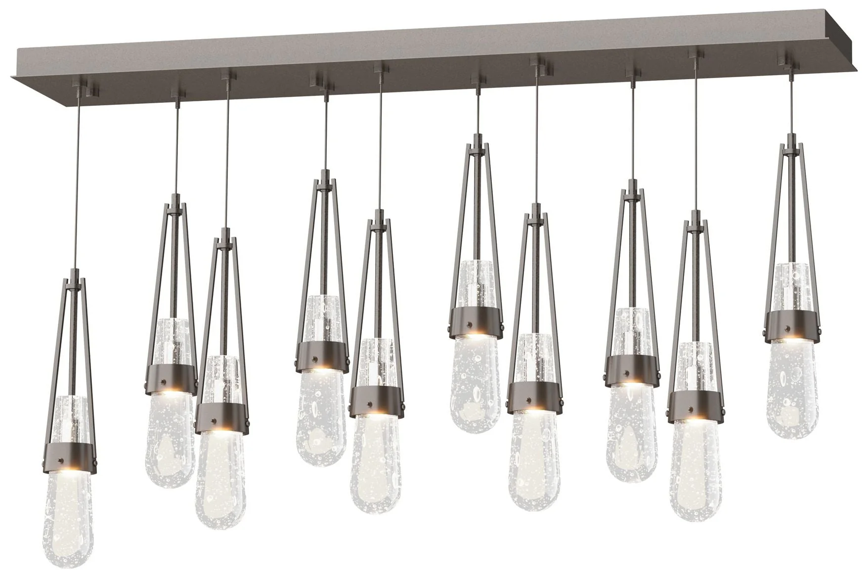 Link 44.5" Rectangular Rubbed Bronze Long Pendant w/ Clear Bubble Glas - Image 1