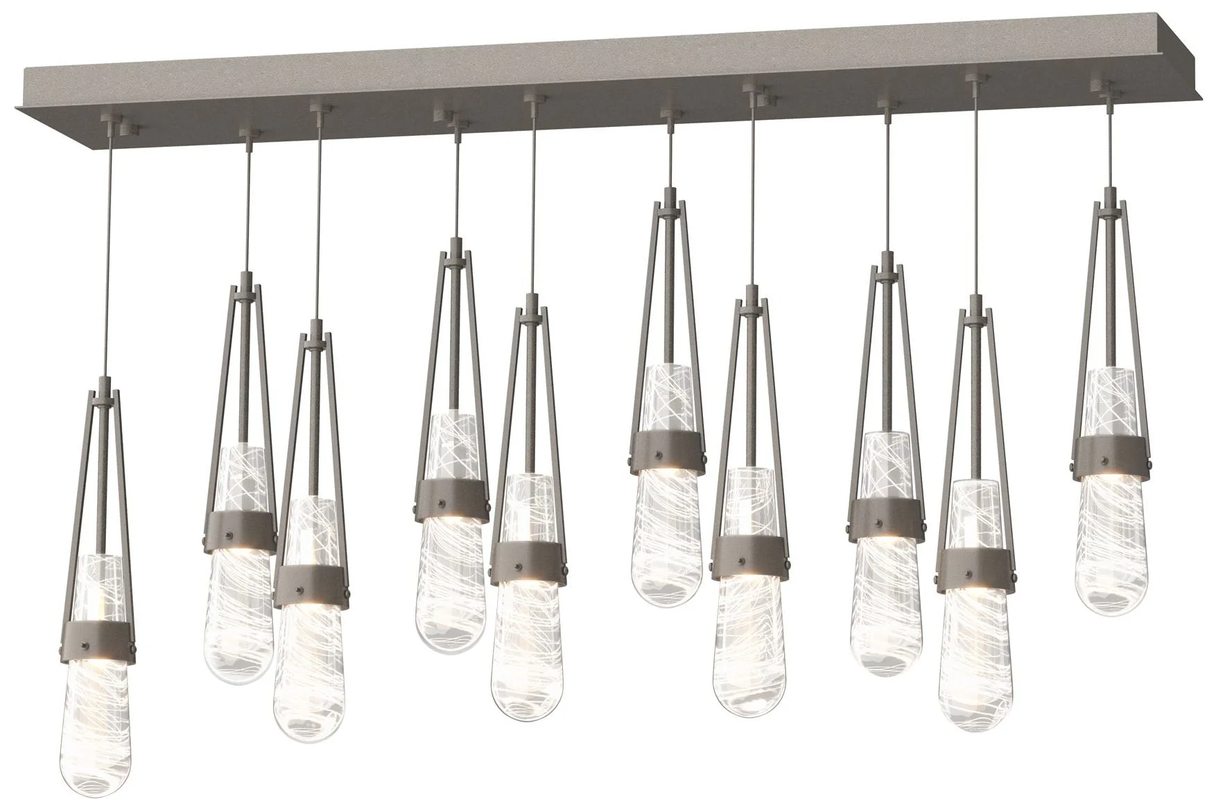 Link 44.5" Rectangular Smoke Long Pendant w/ Clear Glass & White T - Image 1