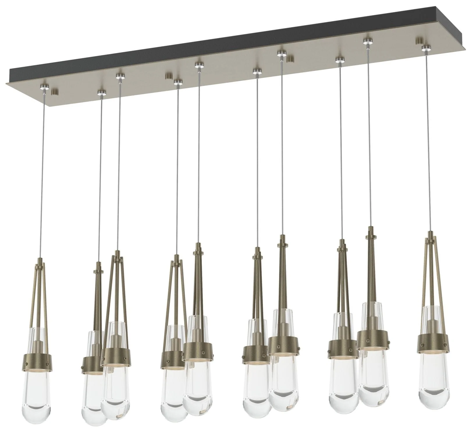 Link 44.5" Rectangular Soft Gold Long Pendant with Clear Glass - Image 1