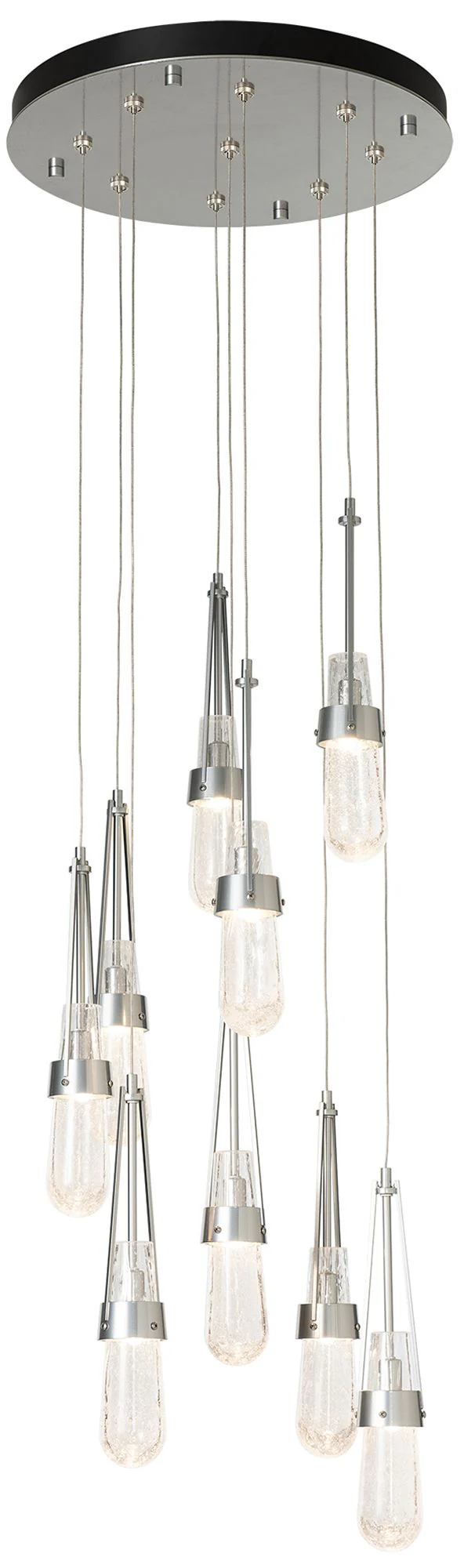 Link 9-Light Blown Glass Round Pendant - Sterling - Clear Glass - Standard - Image 1