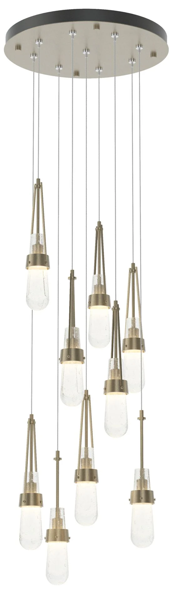 Link 9-Light Blown Round Pendant - Gold - Clear Bubble - Image 1