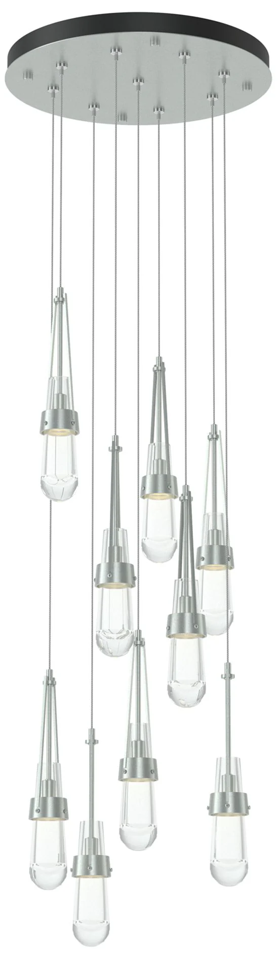 Link 9-Light Clear Round Pendant - Platinum - Clear - Image 1