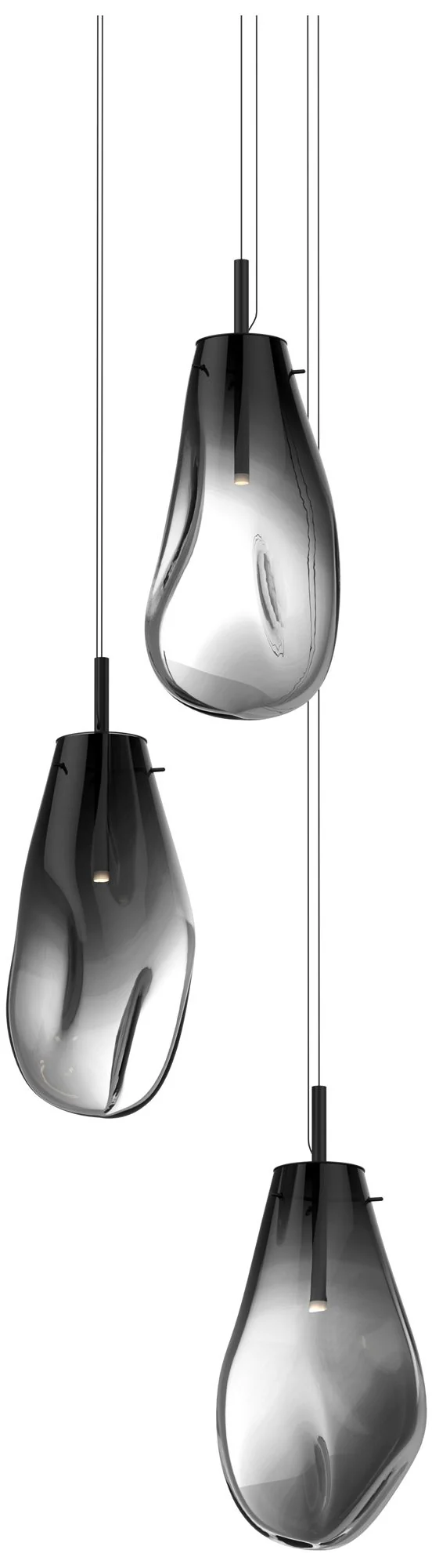 Liquid 22.5" Wide 3-Light Satin Black Pendant - Image 1