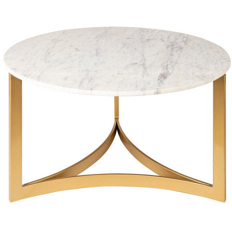 Surya Lismore Modern White Marble Top With Gold Metal Base Round Coffee Table LIS-001 - Image 1
