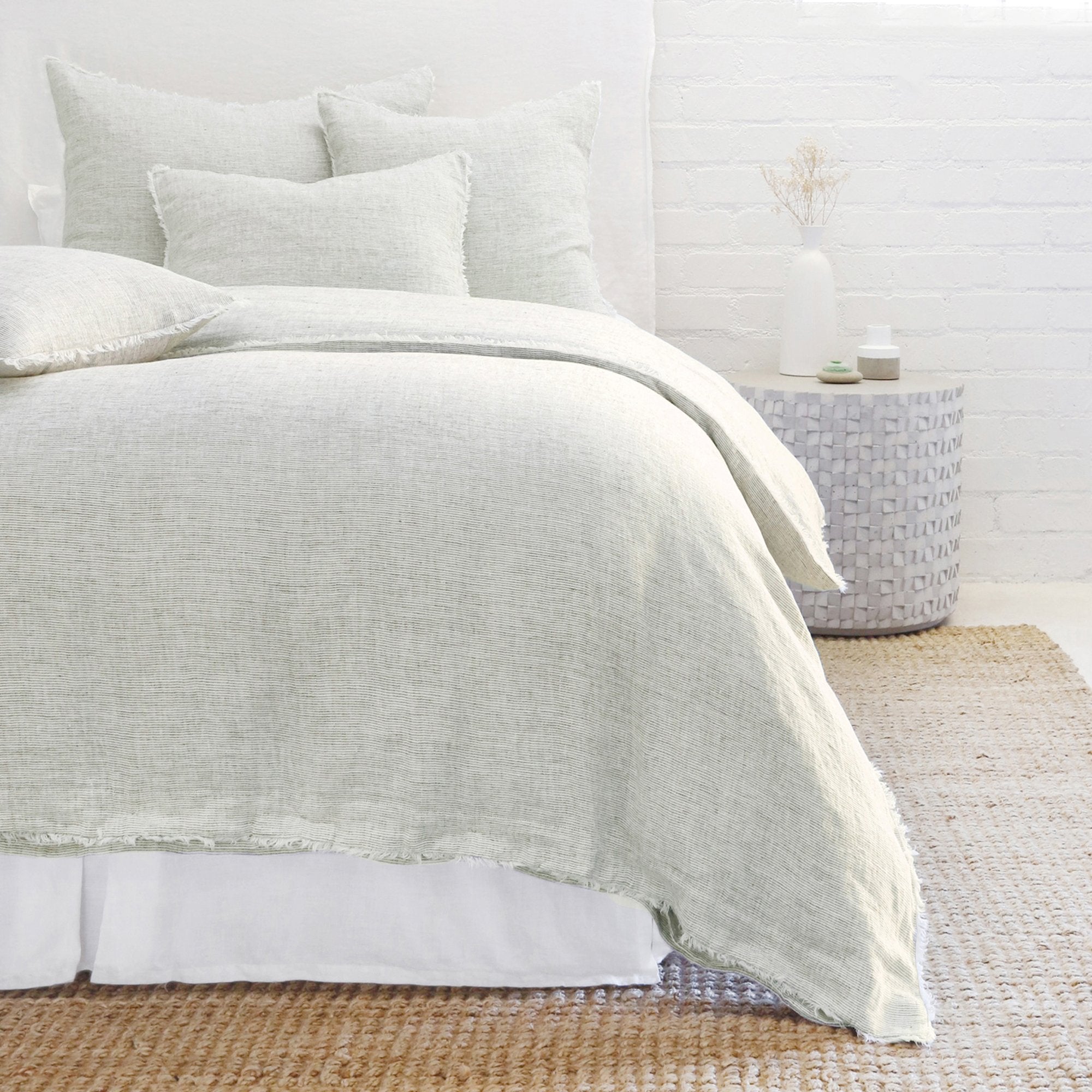 Pom Pom at Home Logan Olive Linen Duvet Cover and Pillow Shams ~ Available in Twin, Queen and King Sizes