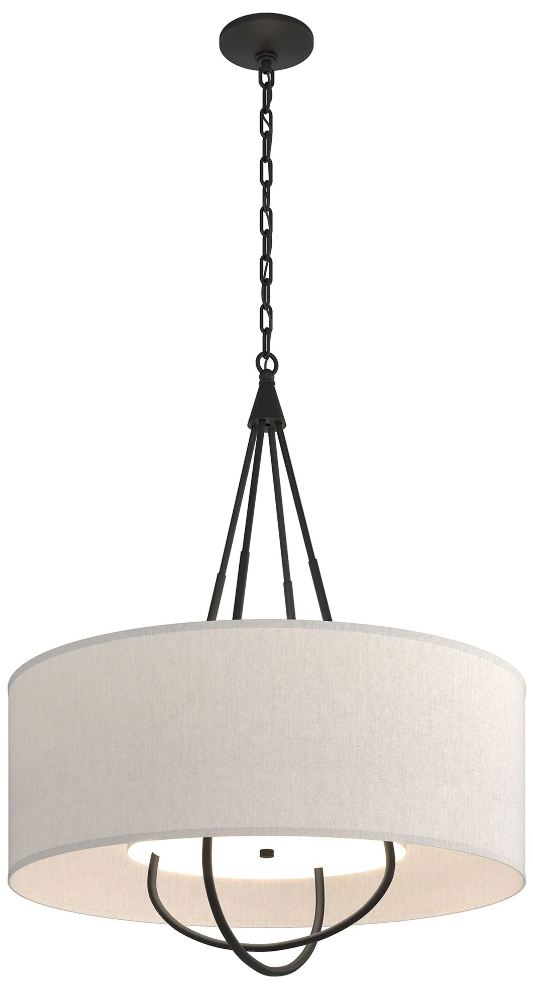 Loop Pendant - Black Finish - Black Accents - Flax Shade - Image 1