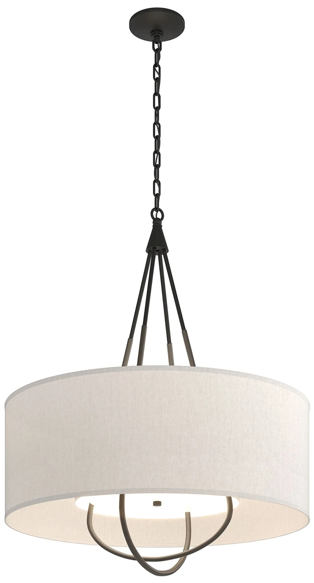 Loop Pendant - Black Finish - Dark Smoke Accents - Flax Shade - Image 1