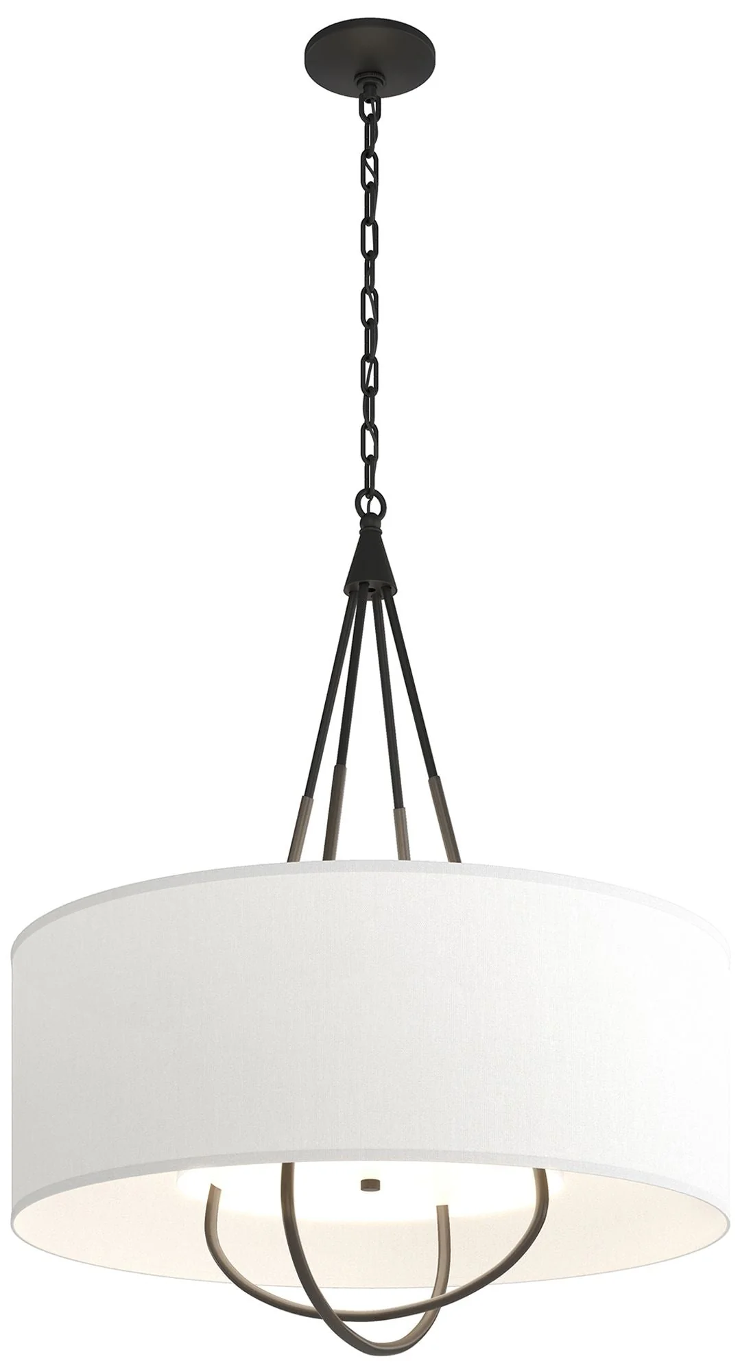 Loop Pendant - Black Finish - Dark Smoke Accents - Natural Anna Shade - Image 1
