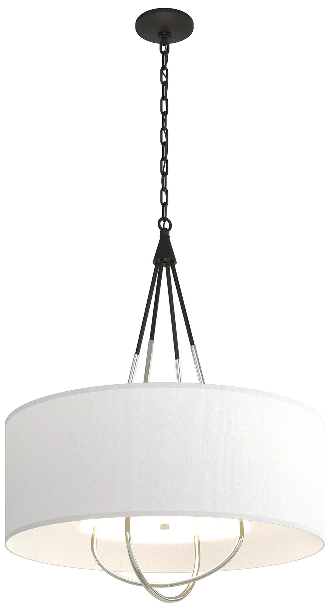 Loop Pendant - Black Finish - Sterling Accents - Natural Anna Shade - Image 1