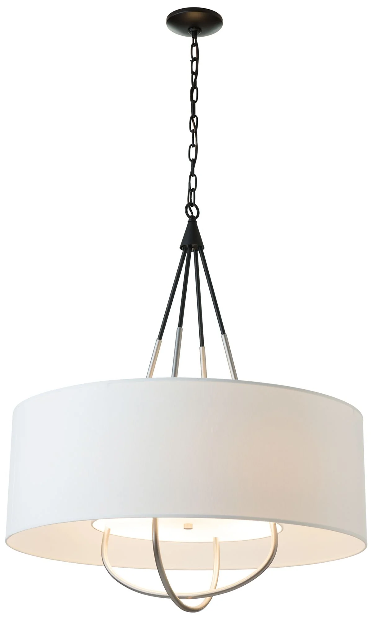 Loop Pendant - Black Finish - Vintage Platinum Accents - Natural Anna Shade - Image 1