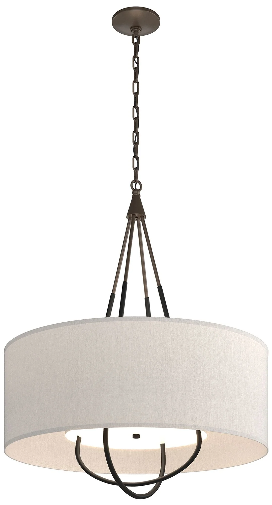 Loop Pendant - Bronze Finish - Black Accents - Flax Shade - Image 1