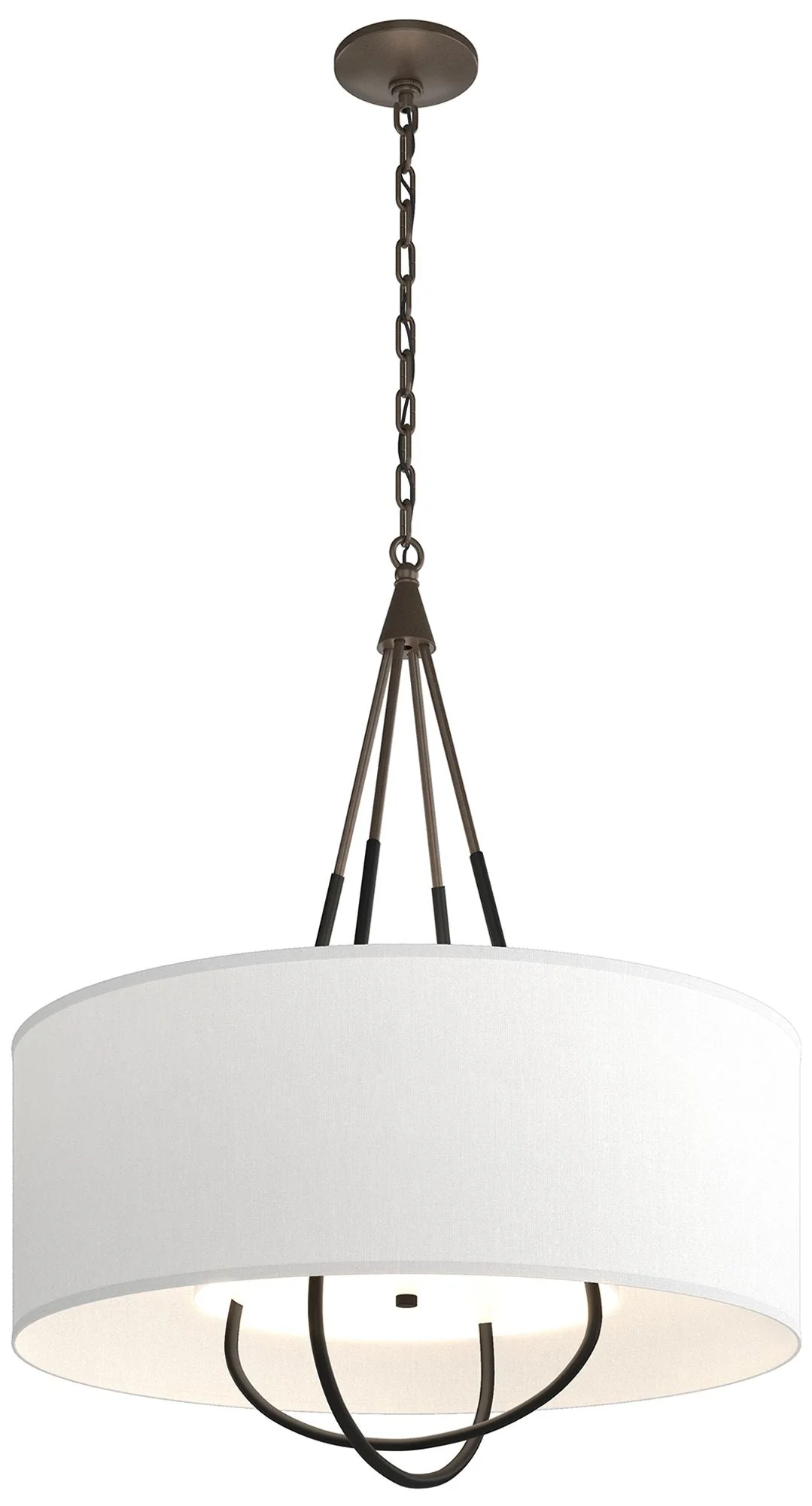 Loop Pendant - Bronze Finish - Black Accents - Natural Anna Shade - Image 1