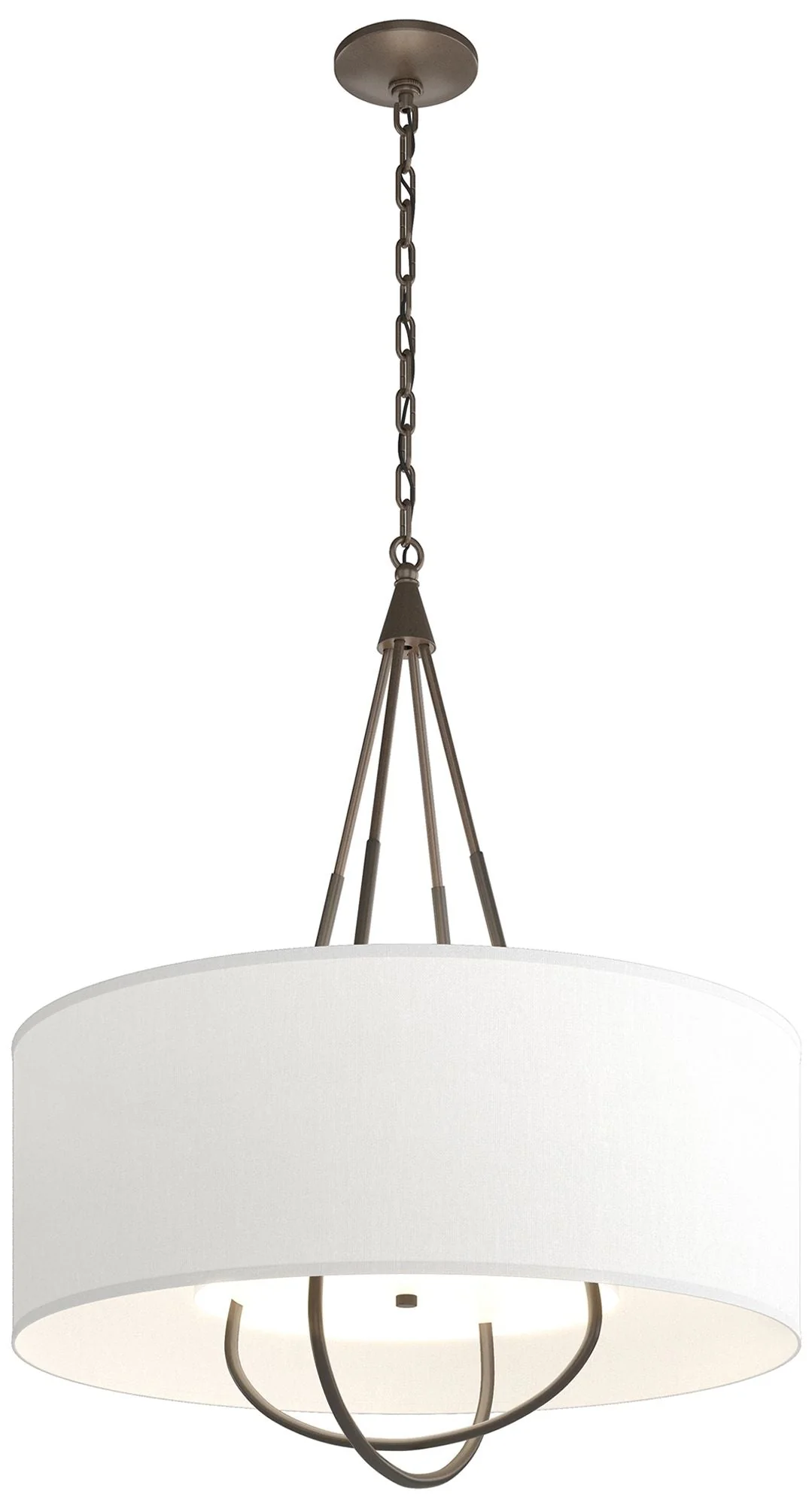 Loop Pendant - Bronze Finish - Dark Smoke Accents - Natural Anna Shade - Image 1