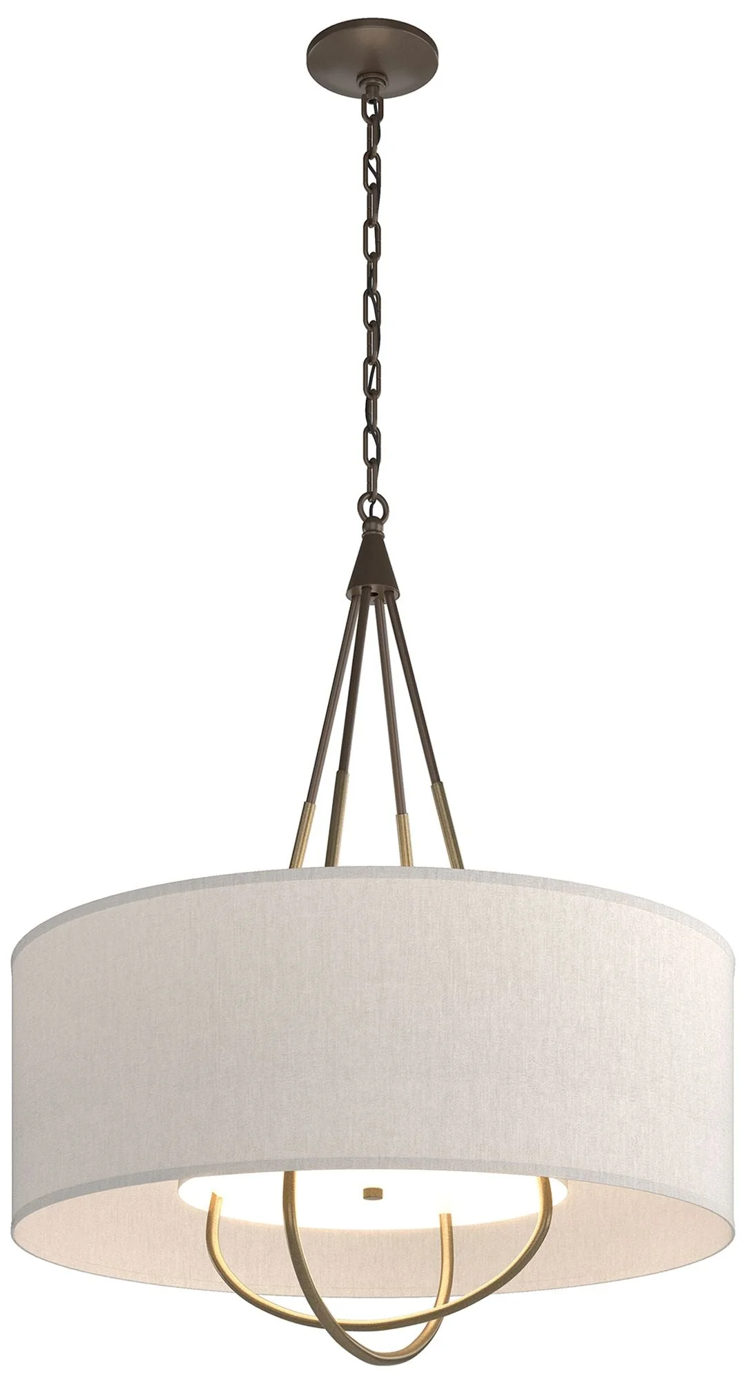 Loop Pendant – Bronze Finish – Soft Gold Accents – Flax Shade