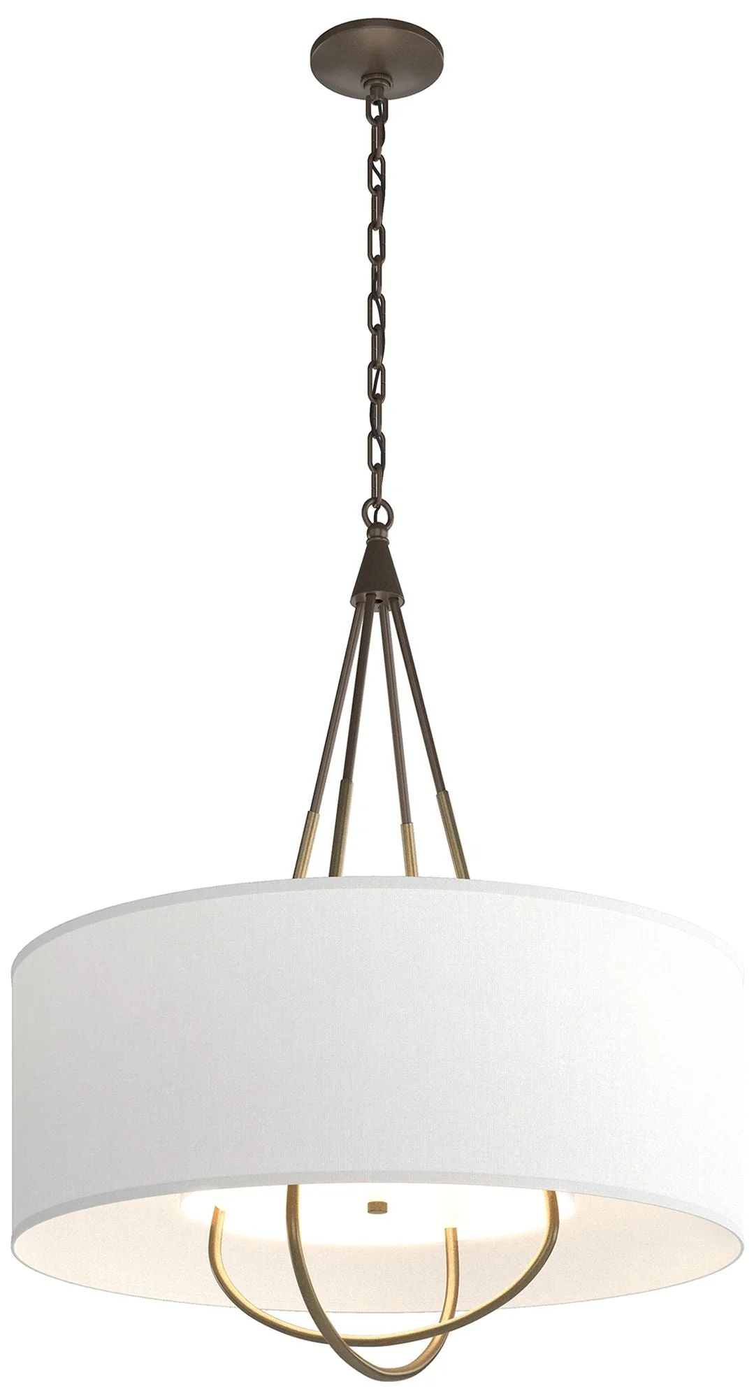 Loop Pendant – Bronze Finish – Soft Gold Accents – Natural Anna Shade