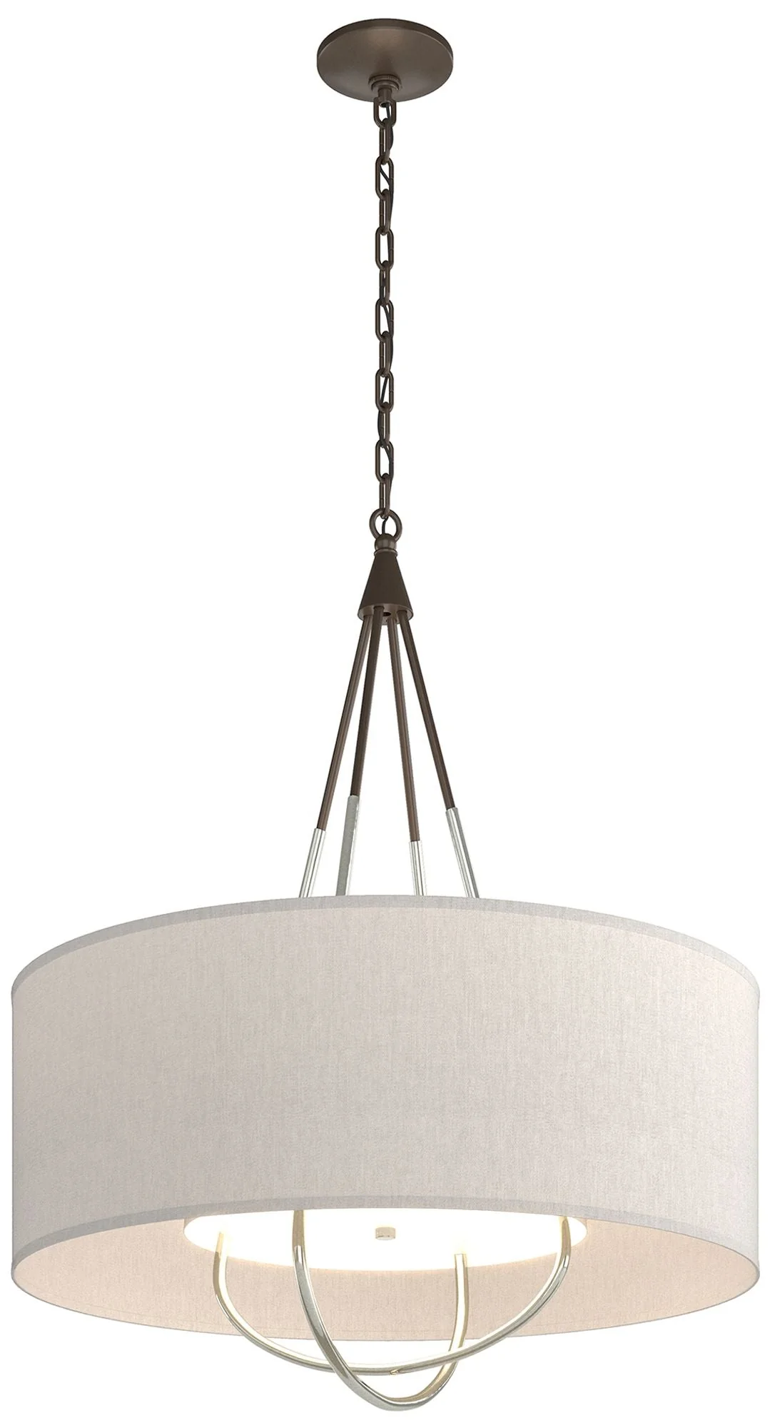 Loop Pendant – Bronze Finish – Sterling Accents – Flax Shade