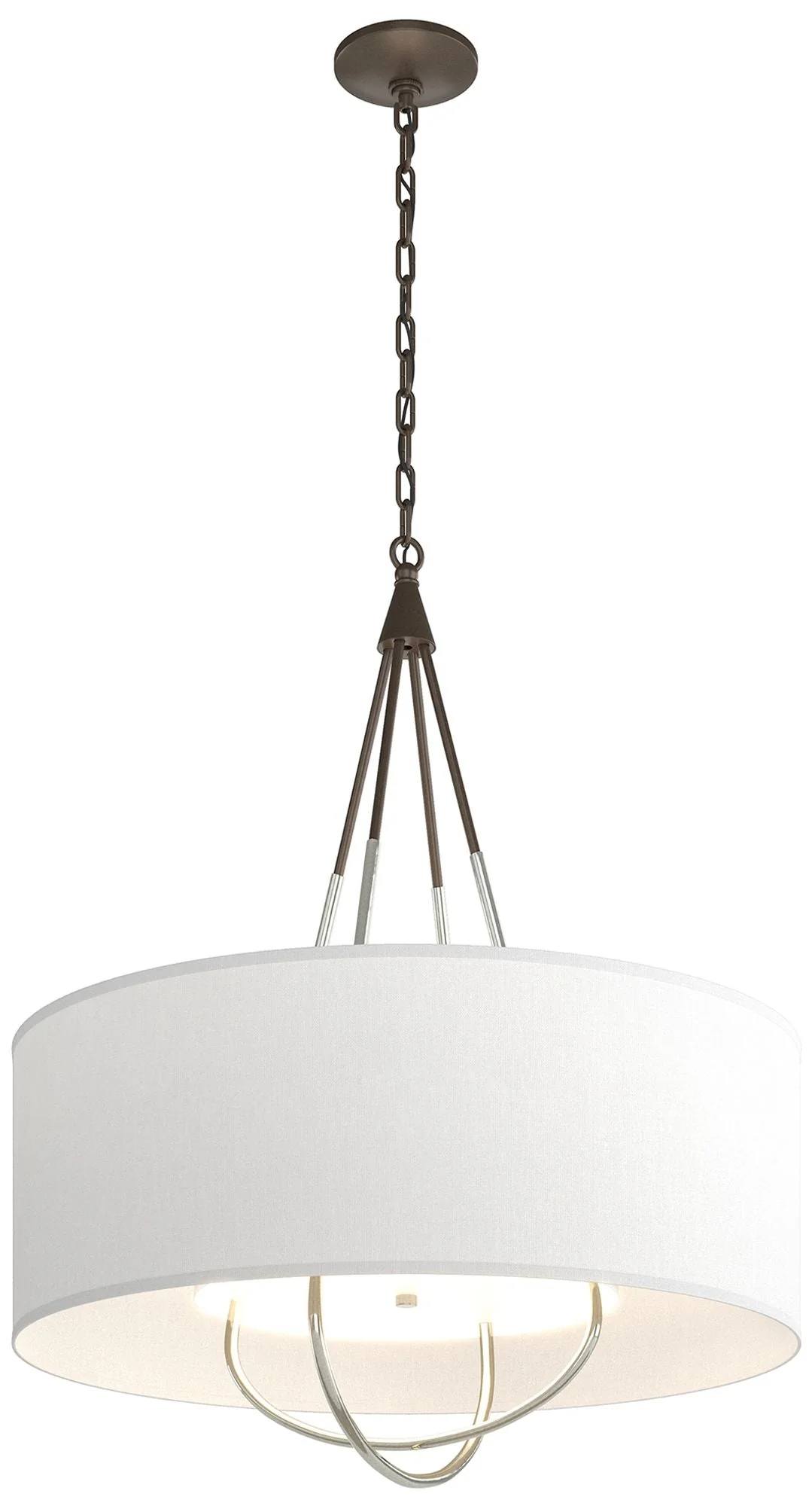 Loop Pendant - Bronze Finish - Sterling Accents - Natural Anna Shade - Image 1