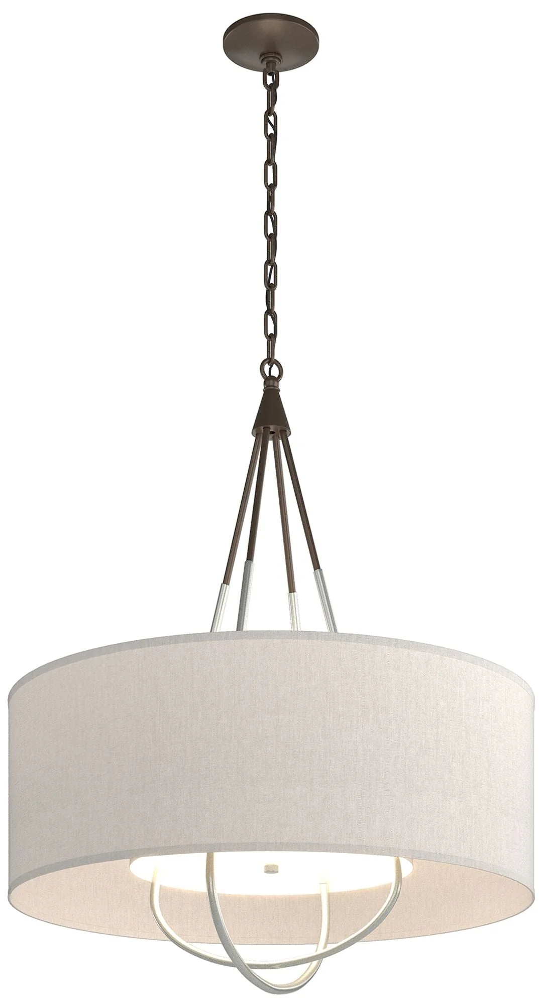 Loop Pendant - Bronze Finish - Vintage Platinum Accents - Flax Shade - Image 1