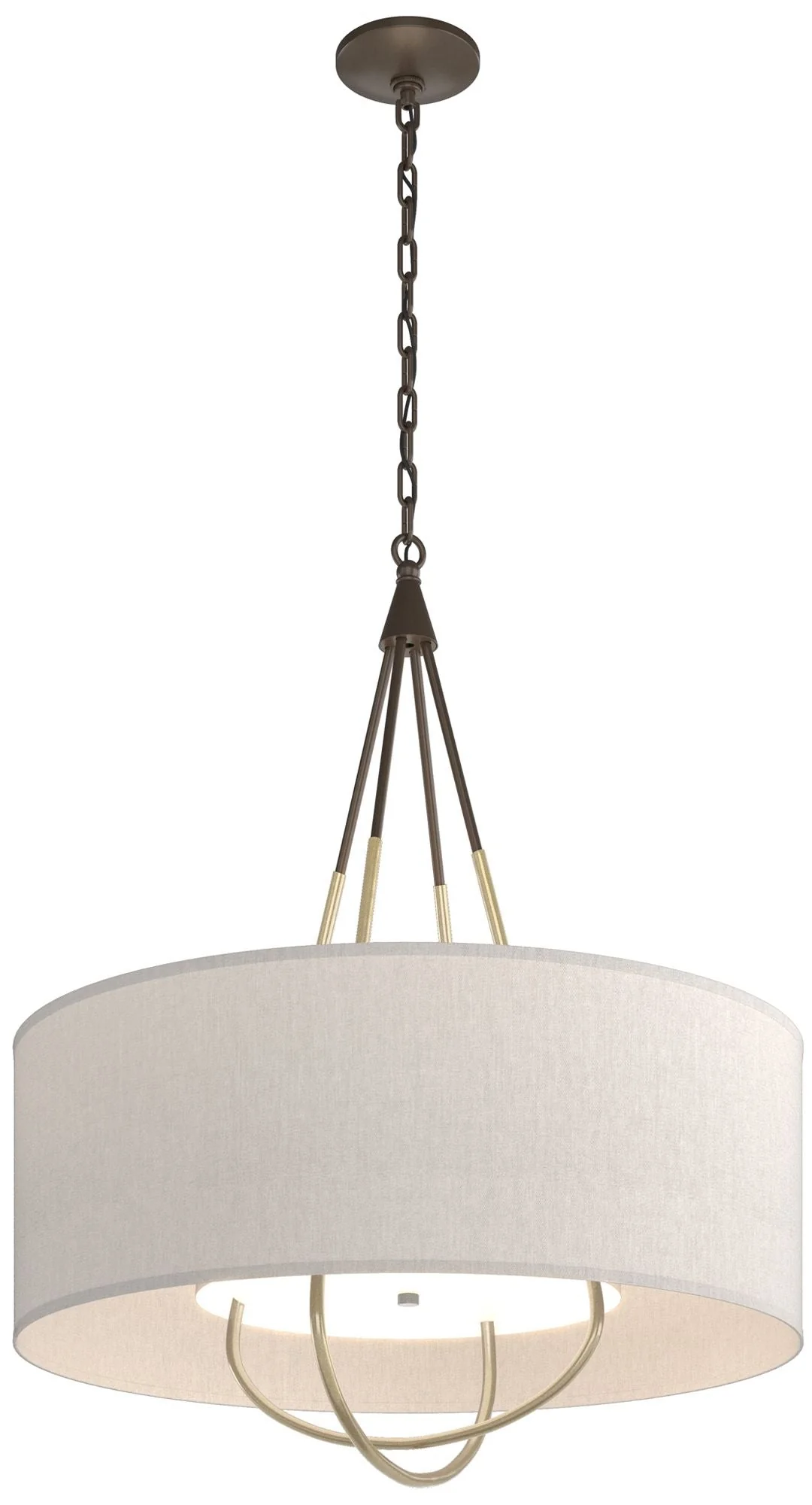 Loop Pendant - Bronze - Modern Brass - Flax Shade - Image 1