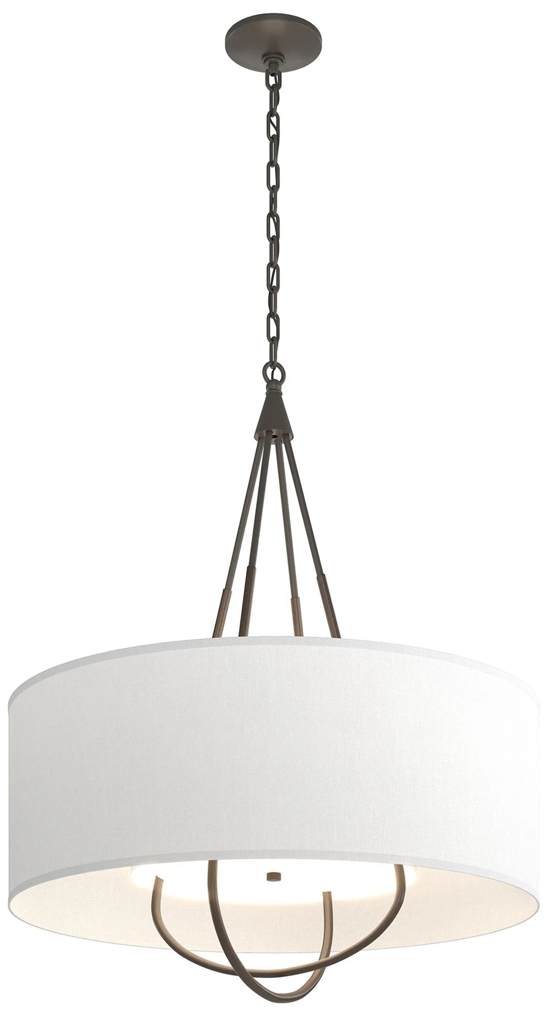 Loop Pendant - Dark Smoke Finish - Bronze Accents - Natural Anna Shade - Image 1