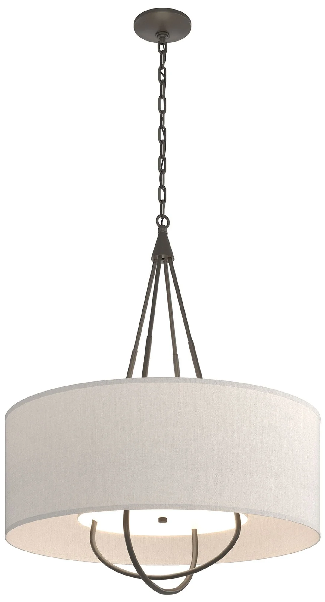 Loop Pendant - Dark Smoke Finish - Dark Smoke Accents - Flax Shade - Image 1