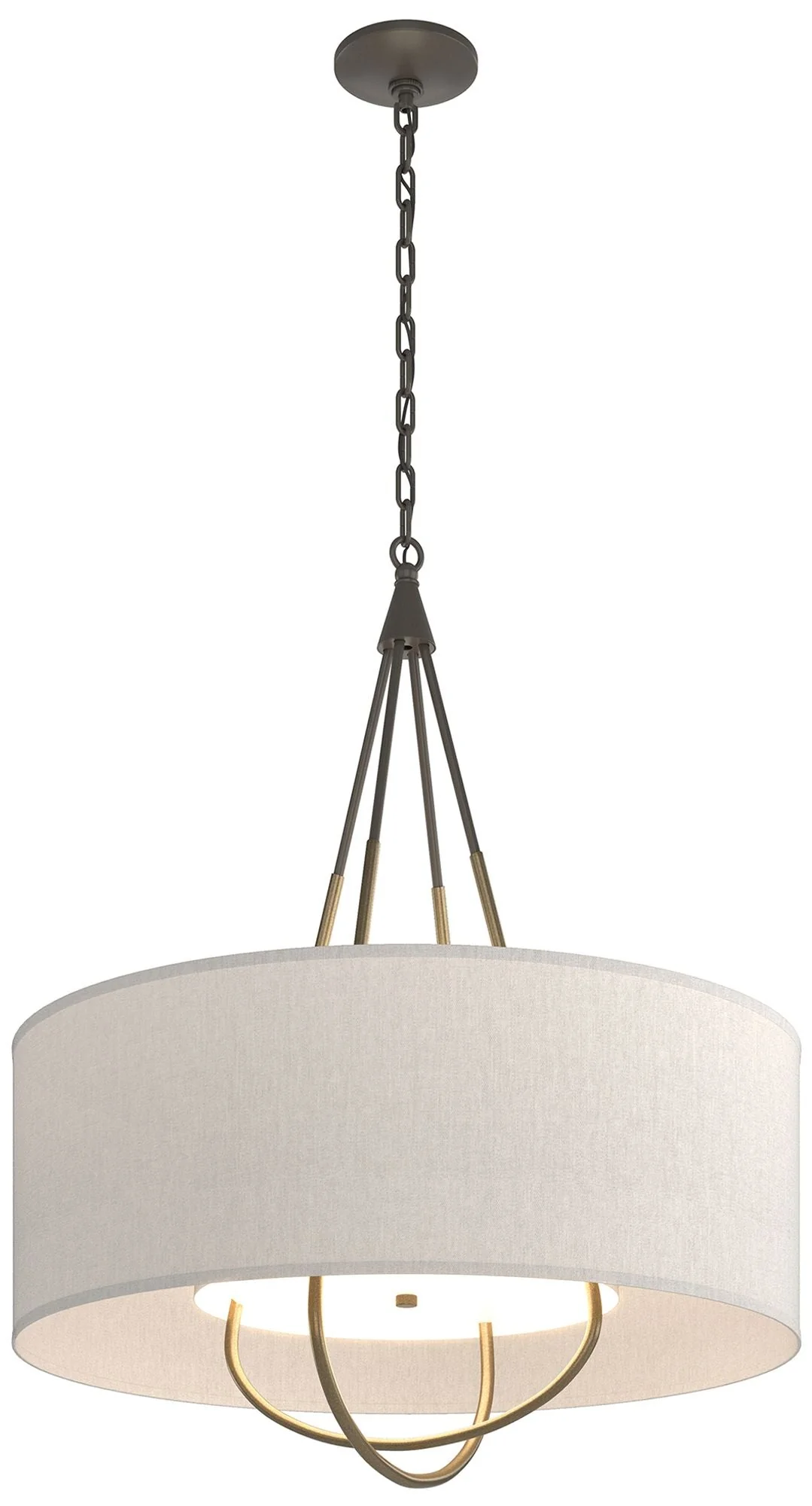 Loop Pendant - Dark Smoke Finish - Soft Gold Accents - Flax Shade - Image 1