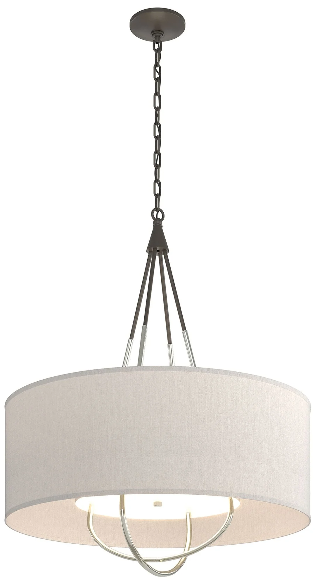 Loop Pendant - Dark Smoke Finish - Sterling Accents - Flax Shade - Image 1