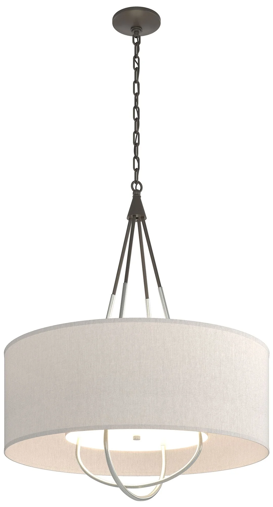 Loop Pendant - Dark Smoke Finish - Vintage Platinum Accents - Flax Shade - Image 1